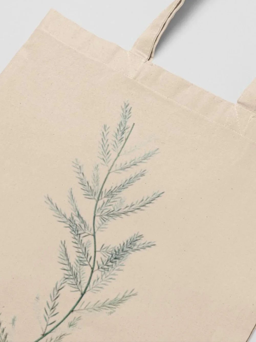 Asparagus Fern Vintage Floral Print Graphic Canvas Tote Bag